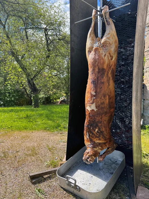 Plat gastronomique dressé sur assiette rectangulaire blanche dans un restaurant haut de gamme